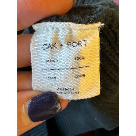 Oak‎ + Fort Sweater Women XS Washed Black Ribbed Knit Cotton Crew Neck Pullover - Picture 8 of 9